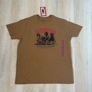 Budweiser Brown Graphic Logo Regular Fit Crewneck Casaul T-shirt Adult Size XL